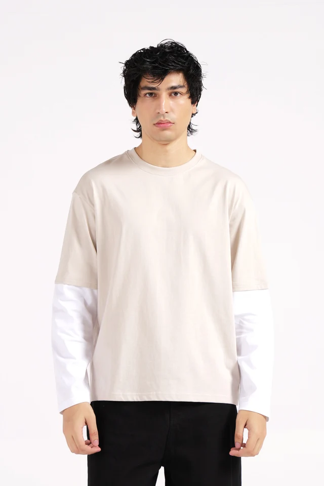 RELAXED FIT CONTRAST SLEEVE TEE